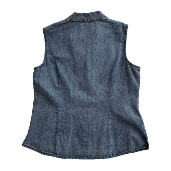 Petite Sophisticate Sleeveless Denim Button Front Collared Blouse | NWT | 10P - Picture 2 of 14